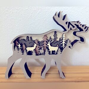 Cedar Creek Wooden Moose Wall Decor Layered Piece - New